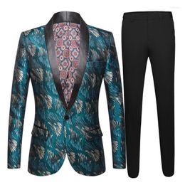 Men's Tracksuits Suit Jacket Spring And Autumn Vintage Jacquard Design Lapel Tuxedo Wedding Formal Party Casual