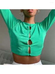 Women's T Shirts Double Layers Buttons Casual Shirt Women Long Sleeve Short Summer Crop Top 2023 Party T-shirts Tops