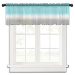 Curtain Blue Green White Gray Gradient Kitchen Small Tulle Sheer Short Bedroom Living Room Home Decor Voile Drapes