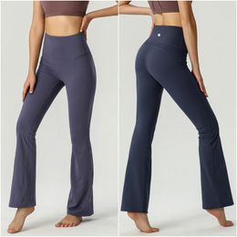 LL-022 Womens Pants Yoga Outfits Flared Trousers Elastic High Waist Loose Excerise Sport Gym Fit Belly Bell-Bottomed Long Pant quick-dry