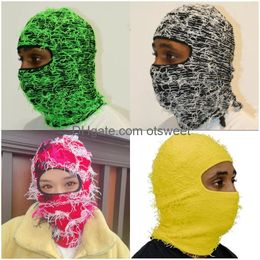 Cycling Caps Masks Clava Died Knitted Fl Face Ski Mask Shiesty Camouflage Knit Fuzzy Drop Delivery Fashion Accessories Hats Scarves Gl Otvlq