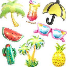 Decoration Tropical Beach Balloons Summer Pool Decoration Photo Aluminium Film Balloon Birthday Festive Decoration Arrang