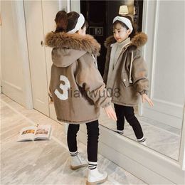 Jackets Solid Color Hooded Down Parkas For 4 6 8 10 12 14 Year Girls Coats Fashion Winter Warm Thickening Jackets Kids Long Outerwear x0811