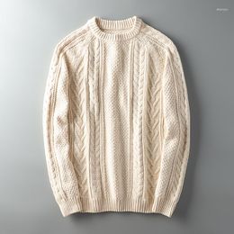 Men's Sweaters Handmade Fried Dough Twist Thick Yarn Sweater Knitting Thickened Retro Pure Cotton Coat