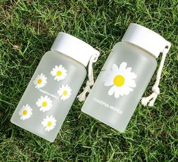 Water Bottles 500ML 16oz Daisy Cute For Girls BPA Free Transparent Frosted Creative Portable Travel Tea Cup Kawaii Drink Bottle