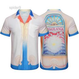 Casablanca Shirt Designer Shirts Men Casual Beach Short Sleeve Print Classic Button Lapel Slim Fit High Quality Blouses Us Size M-3xl 338B