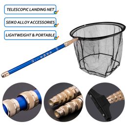 Fishing Accessories Ultralight Carbon Pole Telescopic Landing Net Triangle Folding Fly Hand Dip Casting Tackle Tank 230811