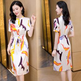 0C-SB9447 N.F Women's Autumn Dress High Quality Printed Slim Fit Silkworm Silk Skirt Multi Color Customization