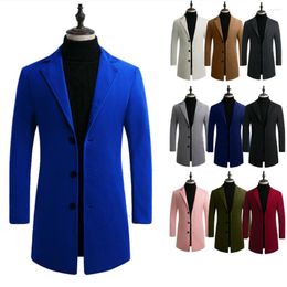Men's Trench Coats 2023 Spring Men Wool Blends Cotton Mens Casual Solid Colour Business Overcoat Male Punk Style Dust Jackets