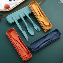 Dinnerware Sets Knife Fork Spoon Wheat Straw Eco-friendly Tableware 3-piece Set Portable Travel To Work And School Gift Kitchen Tools