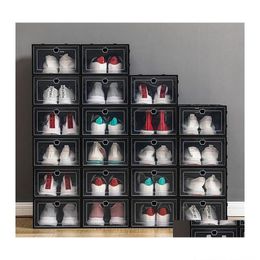 Storage Boxes Bins Transparent Shoe Box Shoes Organisers Thickened Foldable Dustproof Stackable Combined Cabinet Sale Drop Deliver Del Dhld3