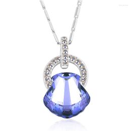 Pendant Necklaces NL-00040 Korean Fashion Accessories Silver Plated Luxury Crystal Shell Necklace For Women Mother's Day Gift Items