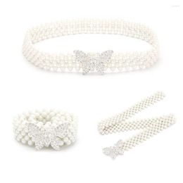 Belts Simple Thin Sweater Fashion Butterfly Diamond Flower Girls Pearl Waist Belt Female Waistband Metal Buckle