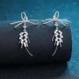 Hoop Earrings OANA 925 Sterling Silver Statement For Women Moissanite Bowknot Stud Pt950 Ear Jewellery