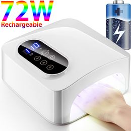 Nail Dryers 72W UV LED Lamp Rechargeable Nail Dryer Fast Dry LED Nail Drying Lamp Wireless for Curing All Gel Nail Polish Manicure Polish 230810