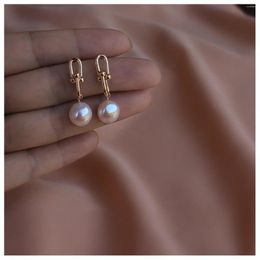 Dangle Earrings S925 Silver Needle Natural Irregular Baroque Freshwater Pearl Large Chain Personalized Fashion