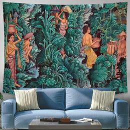 Tapestries Hippie Wall Rug Dorm Decorative Blanket Natural Rainforest Green Plant Banana Tree Tapestry Wall Hanging