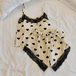 Women's Sleepwear Casual Kawaii Sexy Simple Top Pyjamas With Shorts Pants Sleeveless Vest Pyjamas Chest Pad