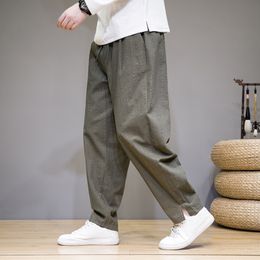 Mens Pants Casual Stripe Harem Male Loose Japanese Style Straight Vintage Men Woman Trousers Cotton Linen Streetwear 230810