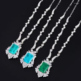 Chains Emerald Necklace Women's Square Sapphire Clavicle Chain Pendant Adjustable Dinner