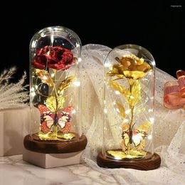 Decorative Flowers 1 Set 2023 LED Eternal Flower Rose String Lights In Dome Light Up Artificial Mother Valentine's Day Birthday Gift