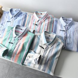 Men's Casual Shirts Handsome Smart Long Sleeve Striped Shirt Fashion Regular-fit Anti-wrinkle Cotton Work Dress C121