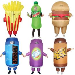 Simbok pesta Cosplay pakaian tiup Halloween, dekorasi gelas kopi goreng Hamburger air Soda lucu untuk dewasa