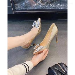 Dress Shoes NoEnName_Null-Women's Silver High Heels Bow Metal Pointed Sexy Brand Nightclub Party And Office Large Pumps