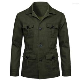 Men's Casual Shirts Army Green Linen Safari Jacket Men Summer Causal Coat With 4 Pockets Vintage Mens Blazer Lightweight Business Formal