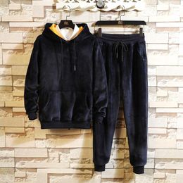 Men's Tracksuits Gold Velvet Sweater Suit Autumn And Winter Models Plus Thick Sportswear Casual Trend Hip-hop