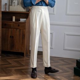 Men's Suits 2023 Spring Autumn Men Leisure Straight High Waist Trousers Solid Color Office Pants Male Business Suit P176