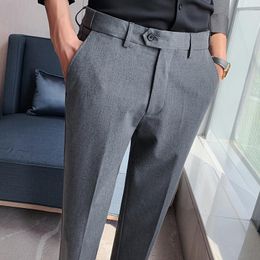 Men's Suits 2023 Spring Summer Casual Pants Suit Slim Fit Work Button Jogging Trousers Male Solid Colour Plus Size L13