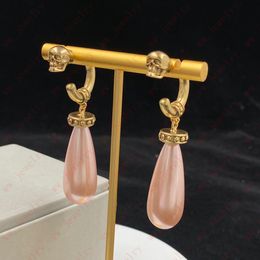 Brass material skeleton Pink/Black Pearl Pendant Charm Earrings for women, available in 2 colors, Designer chic, Easter, Halloween, Gift, high quality with box