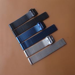 Watch Bands Blue Stainless Steel Watchband Strap Metal Bracelet 18mm 19mm 20mm 21mm 22mm Straight End fit Men Women Fashion mesh 230811