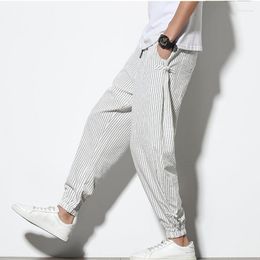 Men's Pants Legible Spring Summer Striped Harem Mens Cotton Linen Male Casual Trousers Man