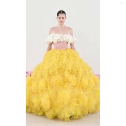 Skirts Gorgeous Lush Tulle To Prom Party Puffy Yellow Long Women Ball Gowns Ruffled