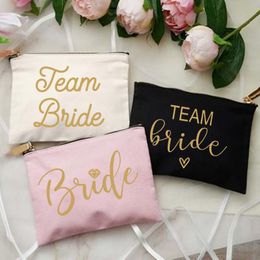 Cosmetic Bags Cases Team Bride Makeup Bag Bachelorette Party Bridesmaid Toiletries Organizer Female Storage Make Up Case Wedding Gifts 230810