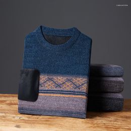 Men's Sweaters 2023 Winter Pullovers Plush Thickened Sweater Warm Pullover Top Long Sleeve T-shirt Contrast Color Clothing For Men