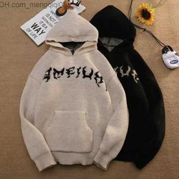 Men's Sweaters Y2K Fashion Knitted Sweater Harajuku Hoodie Sweater American Retro Street Men's and Women's Loose Extra Large Lace Brand Coat Z230811