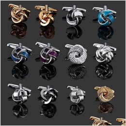 Cuff Links Twist Cufflinks Fashion French Mens Shirt Metal Brass Enamel Casual Business Crystal Zircon Jewellery Drop Delivery Tie Clas Dhwtn