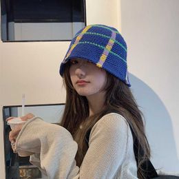 Wide Brim Hats Bucket Hats Bucket Hats Women Panamas Winter Thicken Knitting Warm Basin Caps Korean Style Students All-match Folding Womens Stylish Retro