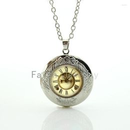 Pendant Necklaces Class Beige Mechanal Watch Pture Stylish Vintage Style Clock Locket Necklace Exquisite Handmade Jewelry HH279