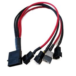 IDE Molex to 4 x 12V 4Pin Socket (2pin wire) Cooling Fan Splitter Connector Jack Power Supply Cable 22AWG Wire 30cm