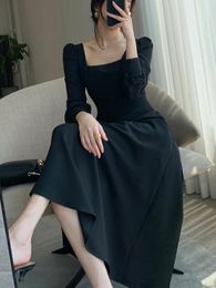 Casual Dresses Fashion Elegant Midi Women White Dress Office Slim Vintage A-Line Business Black Vestidos Femme Outwear Clothes Robe