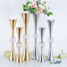 Wedding Metal Trumpet Flower Vase Wedding Table Centrepiece Road Lead Flower Stand 917