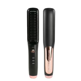 2023 New Design Ionic 2 In 1 Curler Electronic Hair Straightener Brush Comb