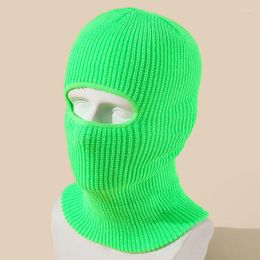 Berets Candy Colour Full Face Cover Ski Mask Hat Balaclava Knitted Outdoor Cycling Ear Protection Beanies Cap Warm Halloween