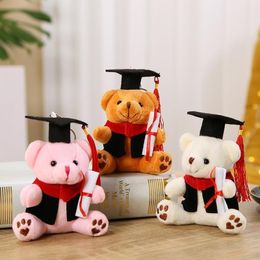 Plush Dolls 12cm Kawaii Teddy Bear Doll Girl Dr. Bear Plush Toys Cute Cartoon Stuffed Doll Pendent Keychain Student Graduation Gift Souvenir 230811