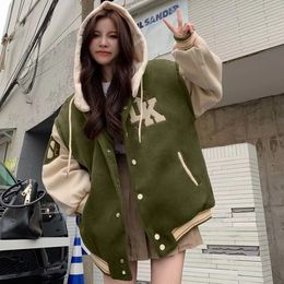 Womens Jackets Spring Autumn Loose Couple Y2K Jacket American Style Letter Embroidery Bomber Coat Streetwear Korean Fashion Hooded Hoodies 230810