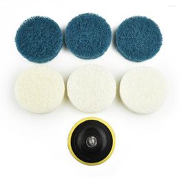 Bath Accessory Set 7pcs Deep Cleaning Kit Scouring Pad Sticky Disk For Bathroom Drill Reusable Non-scratch Nylon Scrub Pads